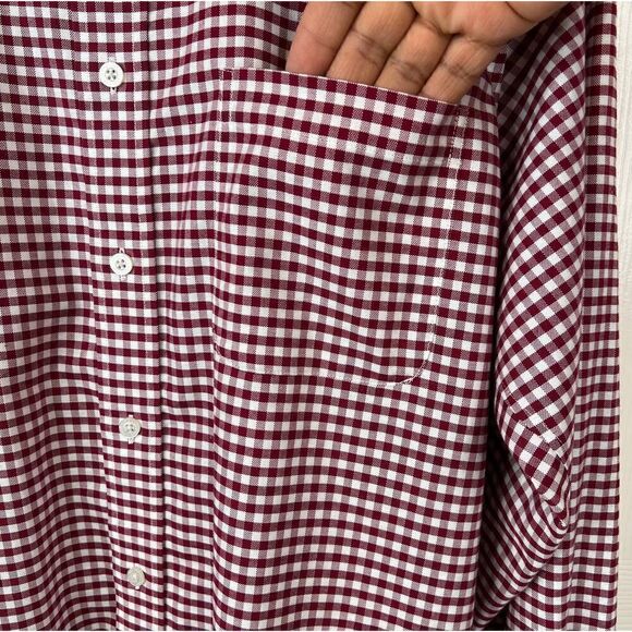 Land's End Supima Plaid Shirt fit & tall in Red and White Men's - Picture 3 of 8